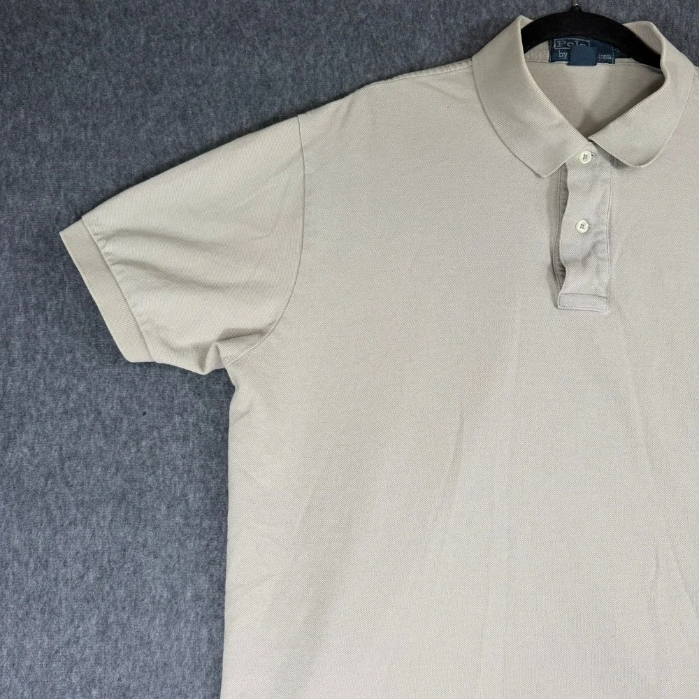 Polo Ralph Lauren Polo Shirt Mens XL Grey Tan Beige Short Sleeve Pique Cotton